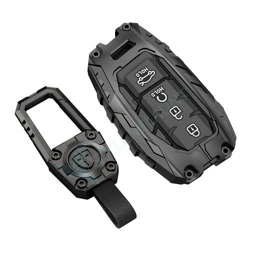 Hyundai Creta 2024 | Alcazar | Creta 2025 EV | Venue Luxury Premium Transformer Series Metal Black Soft Sillcon Smart Car Key Cover Key Case With Key Chain ( 4 buttons )