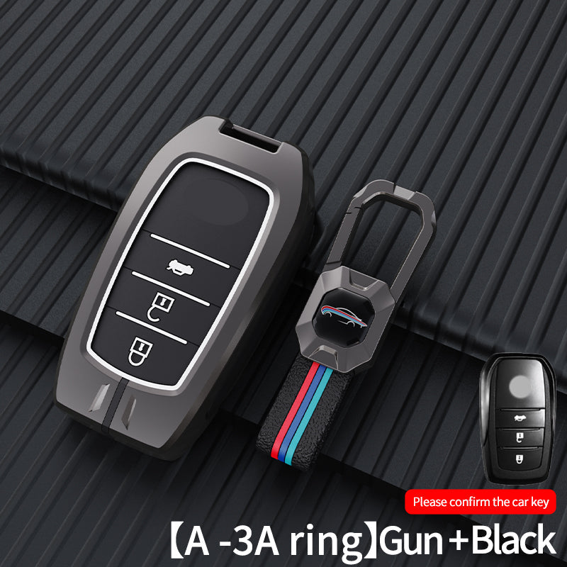 Toyota | Fortuner | Hycross Innova Luxury Premium Metal Smart Car Key Cover Soft Silicon Car Case Key Case With Key Chain ( 3 Button )