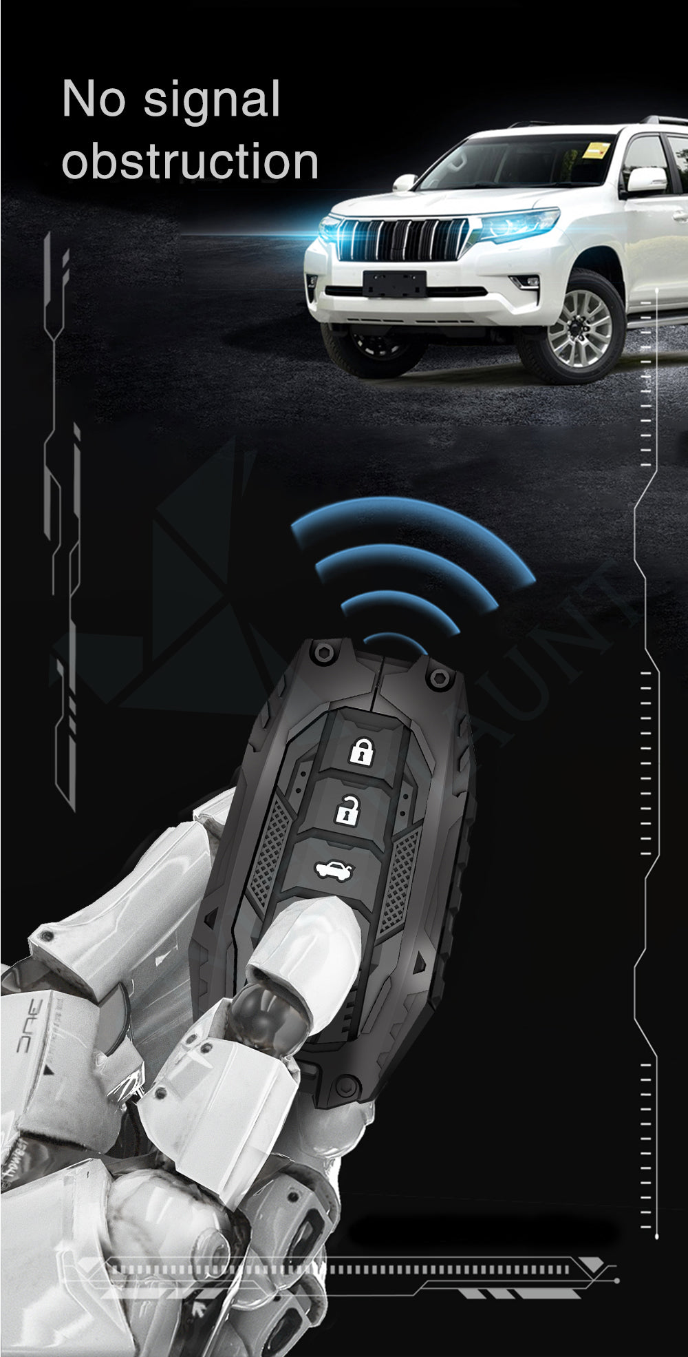 Toyota Fortuner | Hycross Innova | Camry Hybrid 2026 Luxury Premium Transformer Series Metal  Black Soft Sillcon Smart Car Case Key Case With Key Chain ( 3 Button )