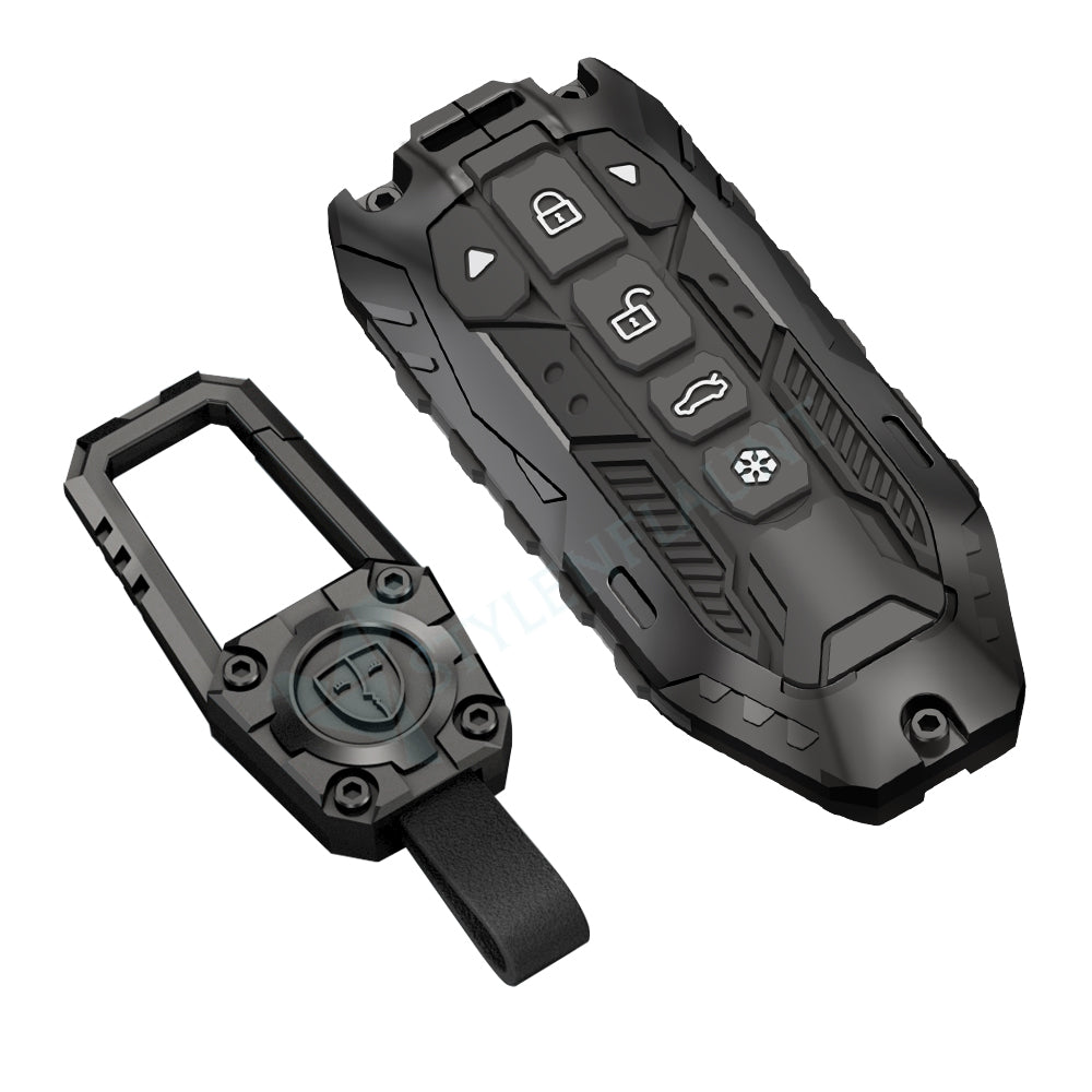 Mahindra XEV 9e | BE 6 | 7XO Luxury Premium Transformer Series Metal Black Soft Sillcon Smart Car Key Cover Key Case With Key Chain ( 6 Button )