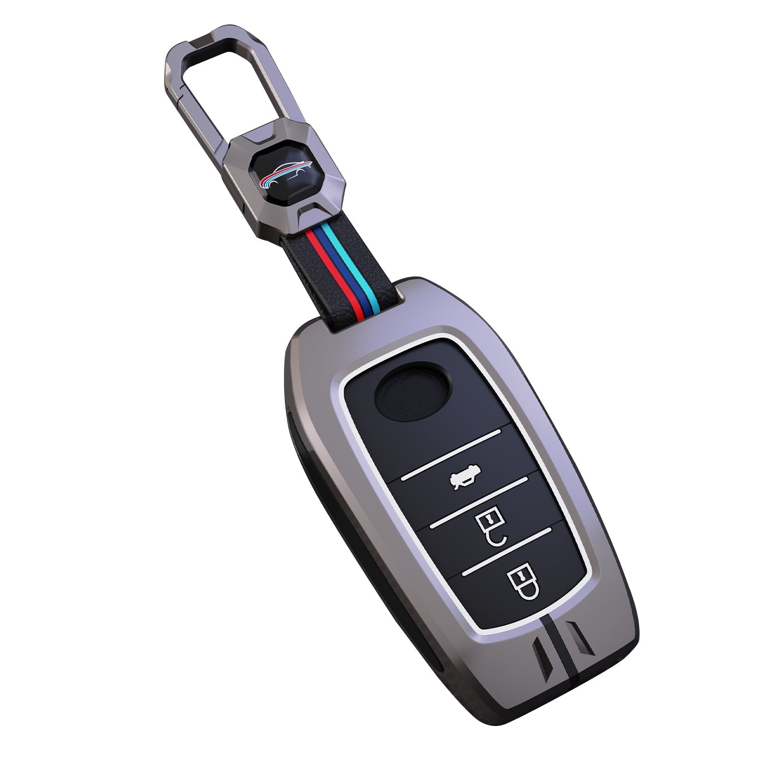 Toyota | Fortuner | Hycross Innova Luxury Premium Metal Smart Car Key Cover Soft Silicon Car Case Key Case With Key Chain ( 3 Button )
