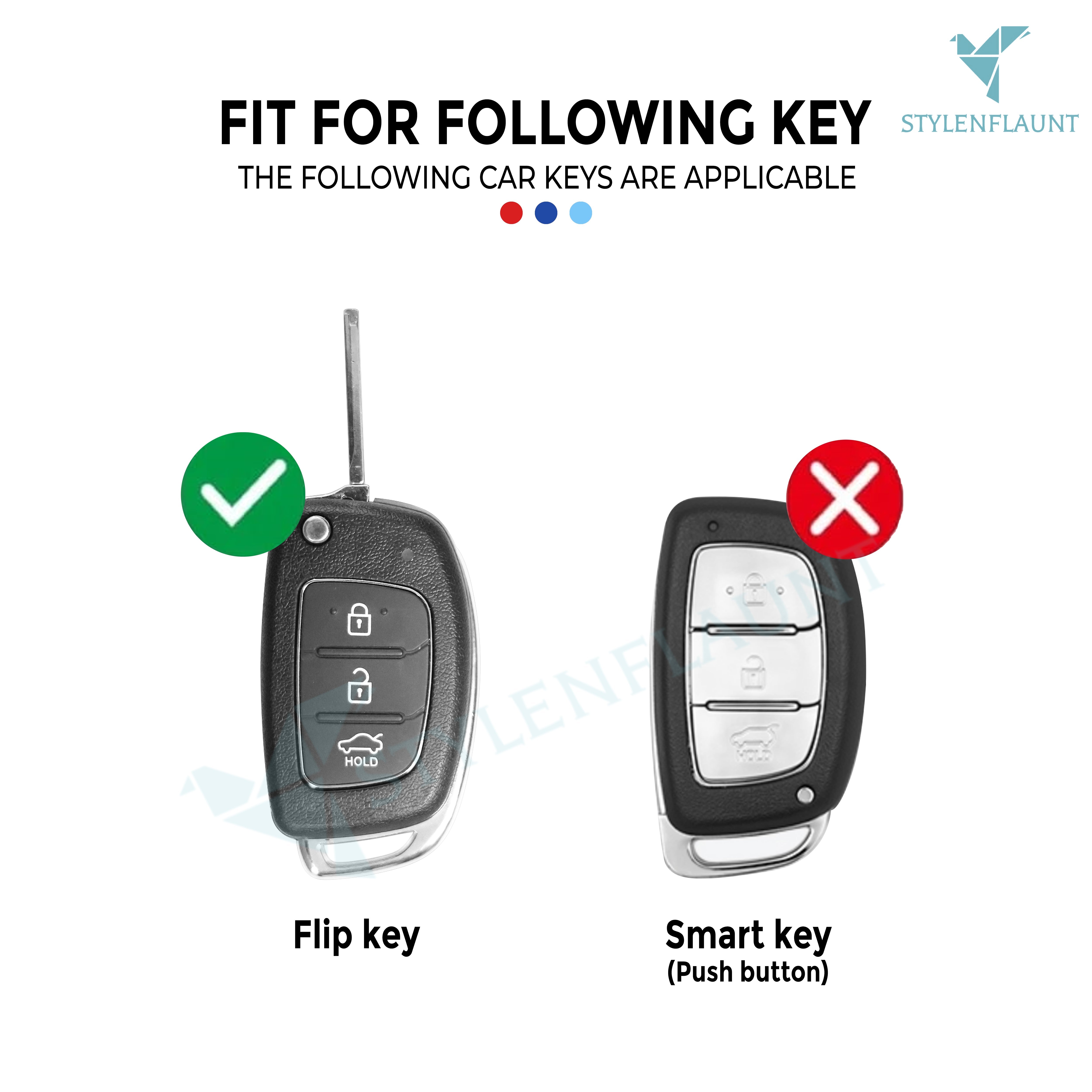 Hyundai Aura | Exter | Venue | Creta Luxury Premium Metal Smart Car Key Cover Key Case With Key Chain( 3 buttons ) Not Compatible for flip key