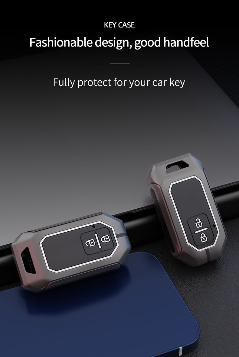 Toyota Hyryder | Glanza | Urban Cruiser Luxury Premium Metal Smart Car Key Cover Soft Silicon Car Case Key Case With Key Chain( 2 Button )