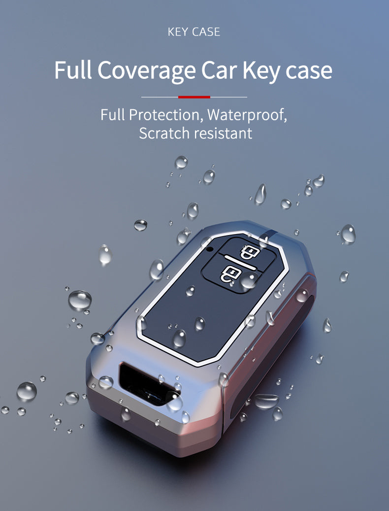 Toyota Hyryder | Glanza | Urban Cruiser Luxury Premium Metal Smart Car Key Cover Soft Silicon Car Case Key Case With Key Chain( 2 Button )