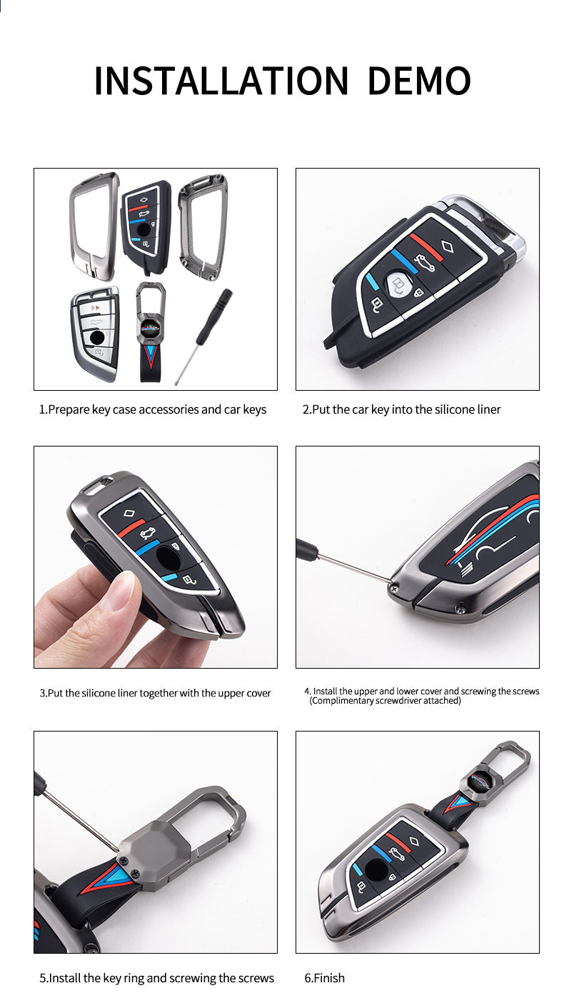 Toyota Hyryder | Glanza | Urban Cruiser Luxury Premium Metal Smart Car Key Cover Soft Silicon Car Case Key Case With Key Chain( 2 Button )