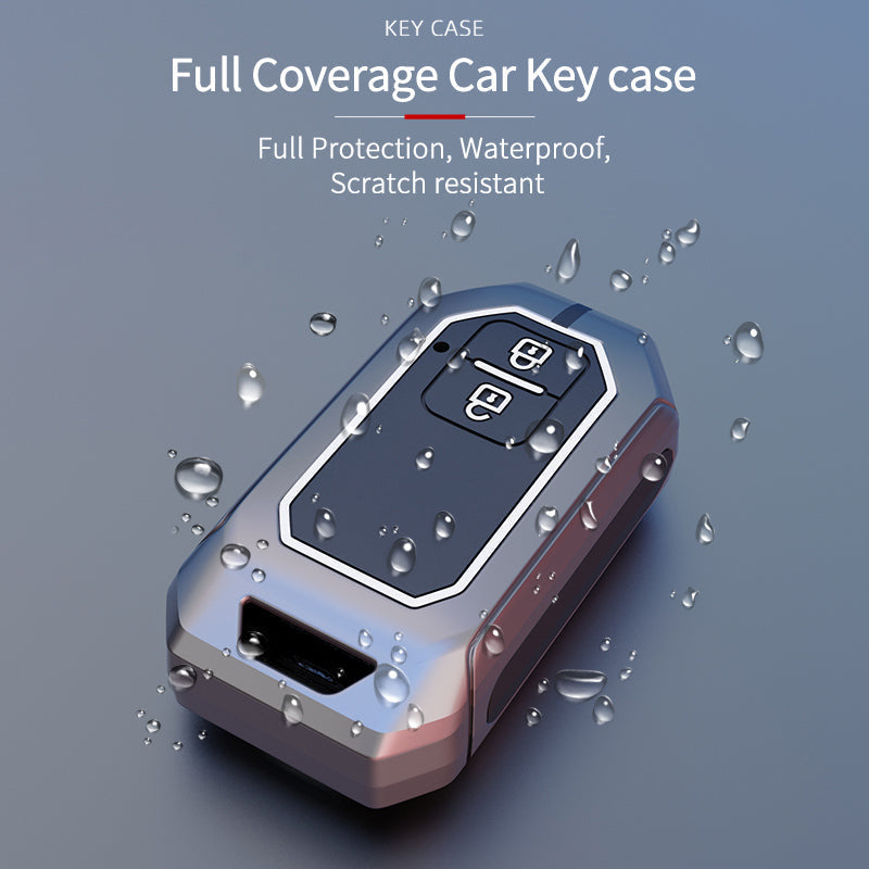 Toyota Hyryder | Glanza | Urban Cruiser Luxury Premium Metal Smart Car Key Cover Soft Silicon Car Case Key Case With Key Chain( 2 Button )