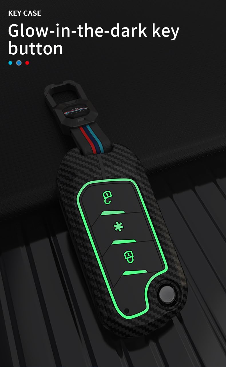 XUV 700 | Thar | Scorpio - N 2023 | 3XO |  Bolero Luxury Premium Metal Carbon Fiber Black Soft Silicon Smart Key Cover Key Case With Key Chain ( 3 buttons )