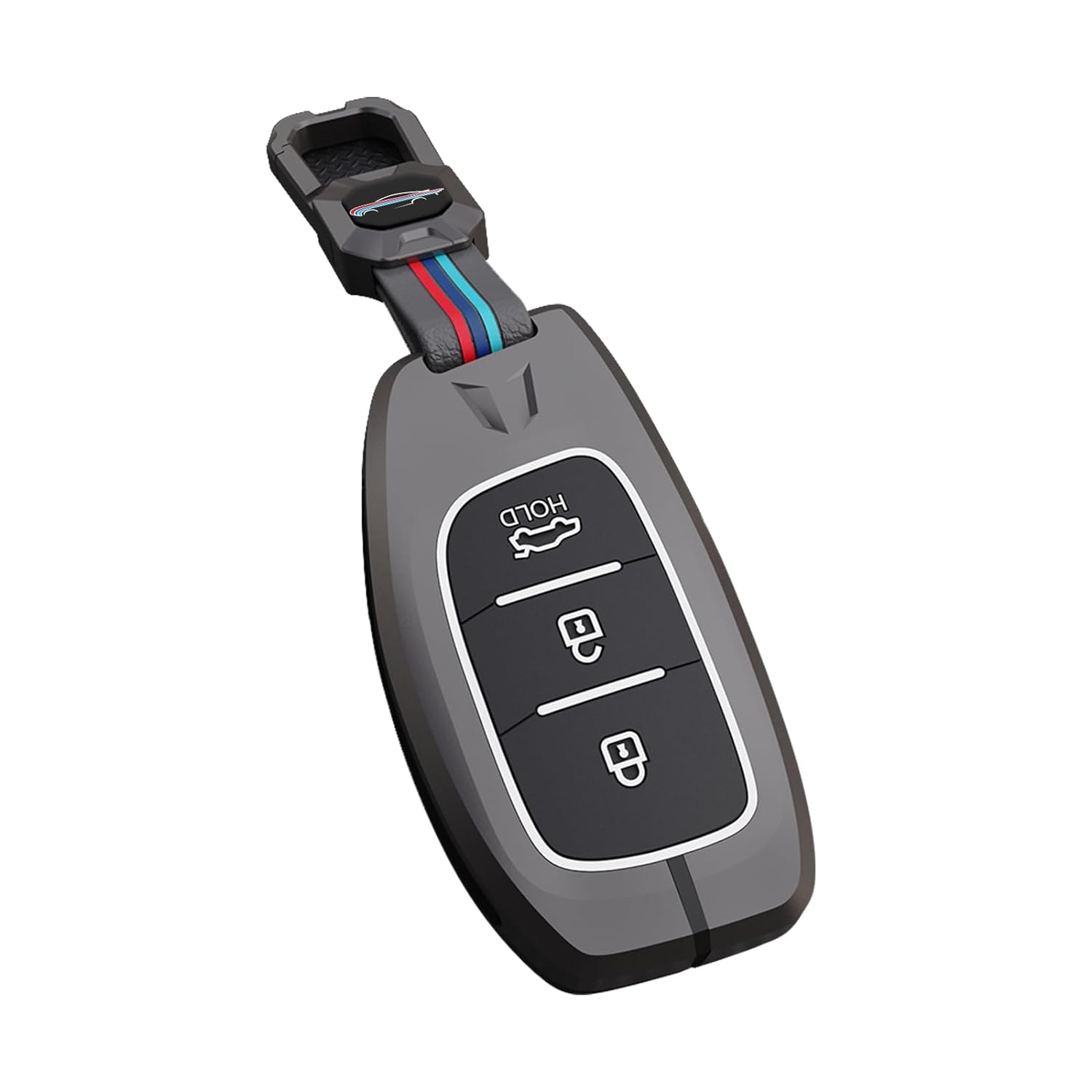 Hyundai Aura | Exter | Venue | Creta Luxury Premium Metal Smart Car Key Cover Key Case With Key Chain( 3 buttons ) Not Compatible for flip key