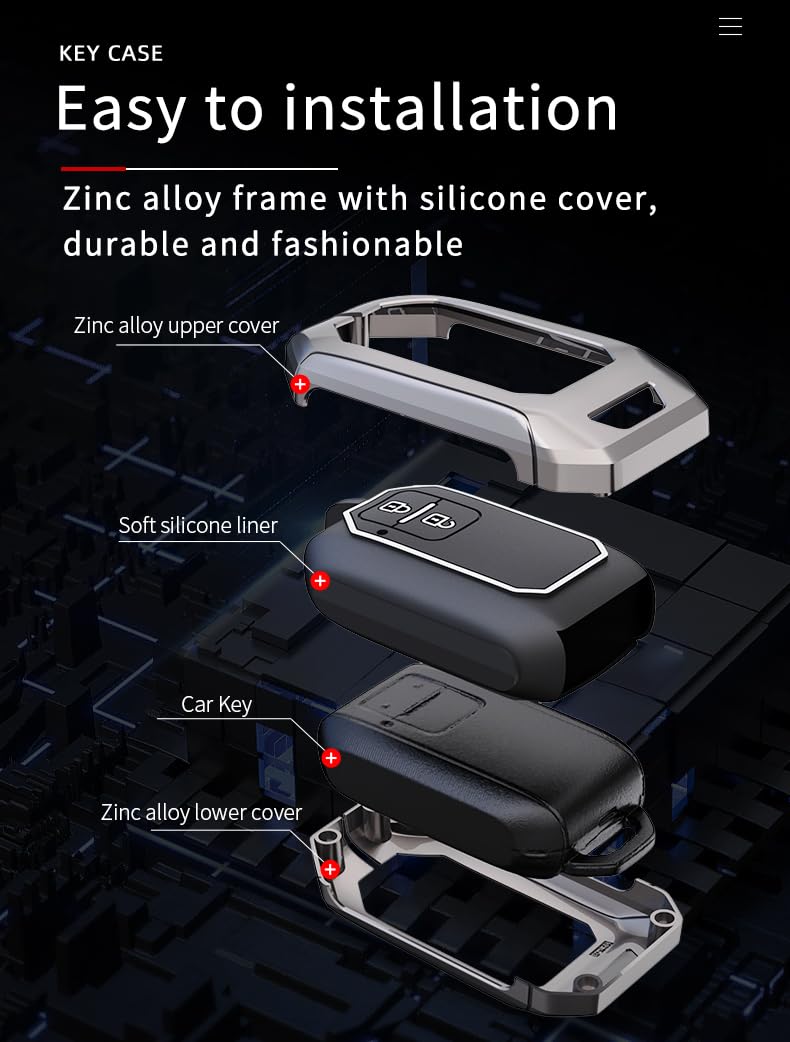 Suzuki Baleno | Grand Vitara Brezza | Jimmy | XL6 | Ertiga | Fronx Luxury Premium Metal Carbon Fiber Black Soft Silicon Smart Car Key Cover Key Case With Key Chain( 2 buttons )