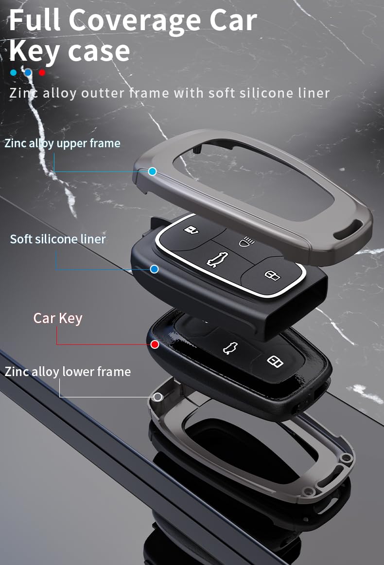 Tata Punch |  Nexon | Harrier |  Safari | Altroz | Tigor Luxury Premium Metal Smart Car Key Cover Key Case With Key Chain (4 Button)