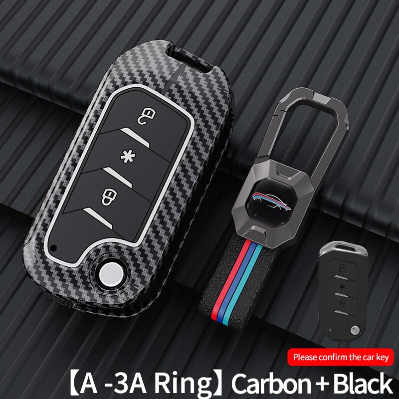 XUV 700 | Thar | Scorpio - N 2023 | 3XO |  Bolero Luxury Premium Metal Carbon Fiber Black Soft Silicon Smart Key Cover Key Case With Key Chain ( 3 buttons )