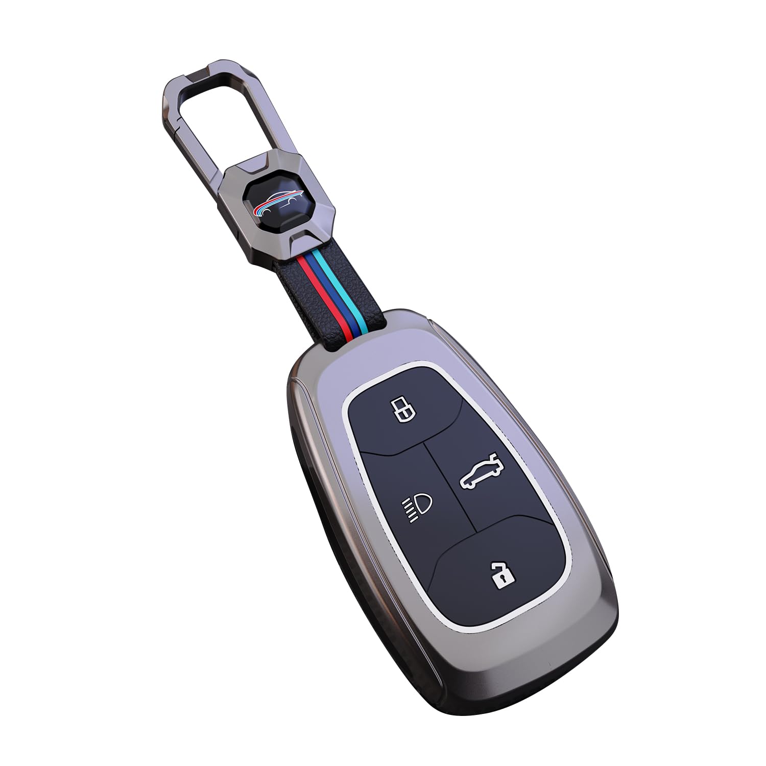 Tata Punch |  Nexon | Harrier |  Safari | Altroz | Tigor Luxury Premium Metal Smart Car Key Cover Key Case With Key Chain (4 Button)