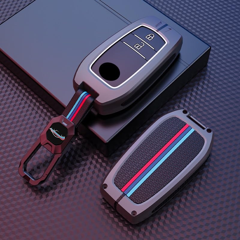 Toyoto Innova Crysta | Hycross Land Cruiser | Hilux |Toyota Hycross Innova Luxury Premium Metal Smart Car Key Cover Key Case With Key Chain (2 Button)