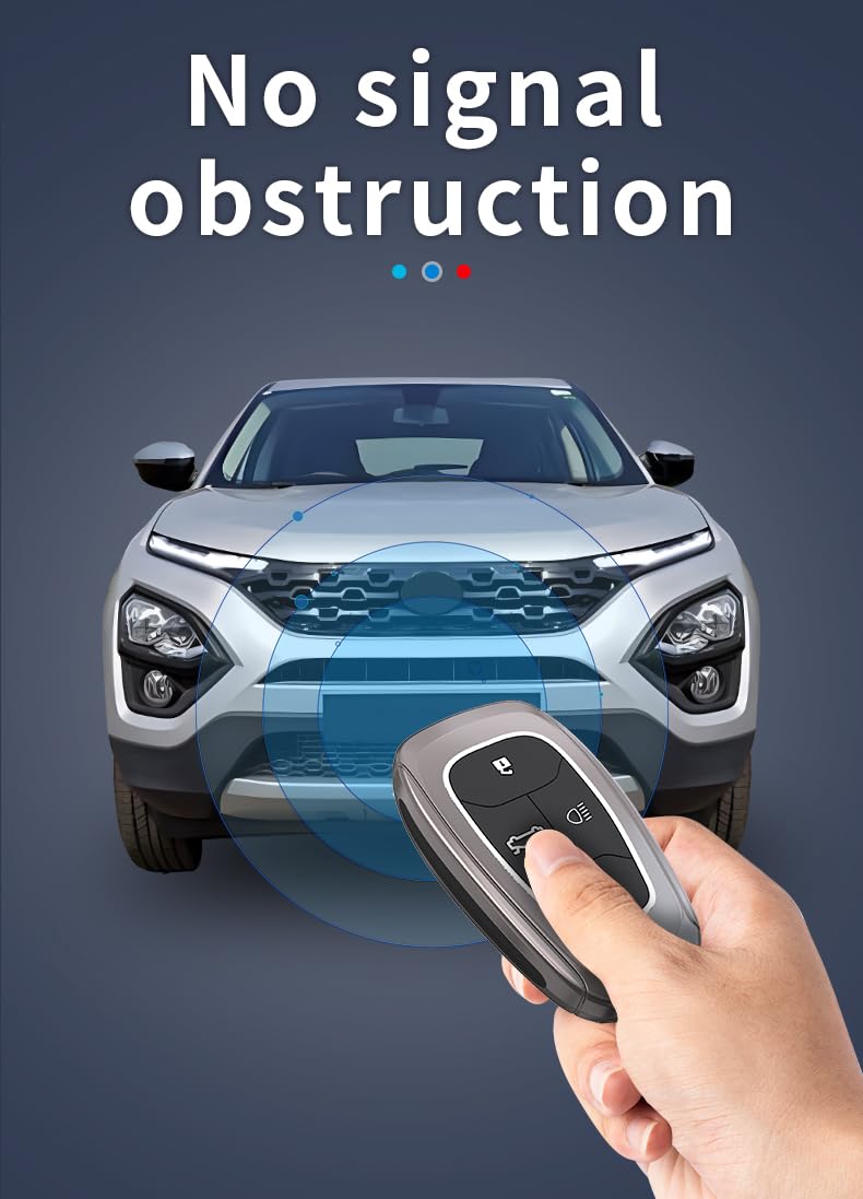 Tata Punch |  Nexon | Harrier |  Safari | Altroz | Tigor Luxury Premium Metal Smart Car Key Cover Key Case With Key Chain (4 Button)