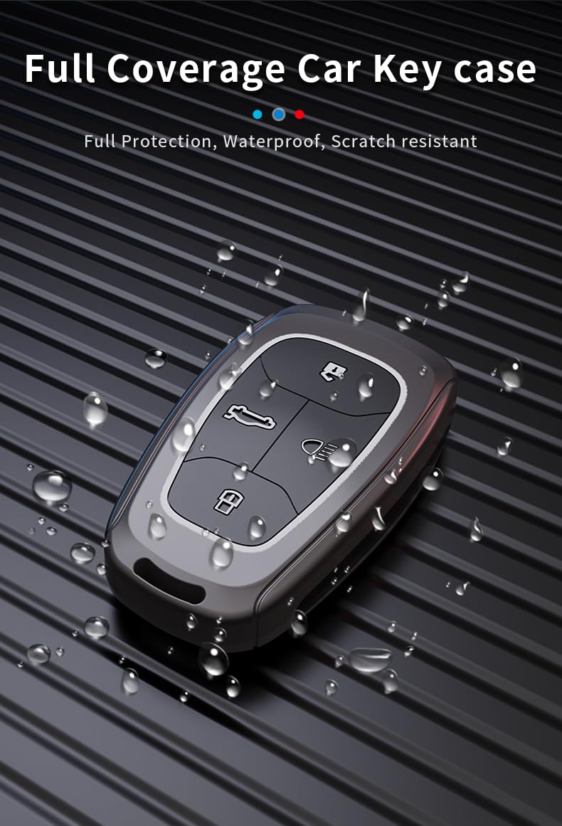 Tata Punch |  Nexon | Harrier |  Safari | Altroz | Tigor Luxury Premium Metal Smart Car Key Cover Key Case With Key Chain (4 Button)