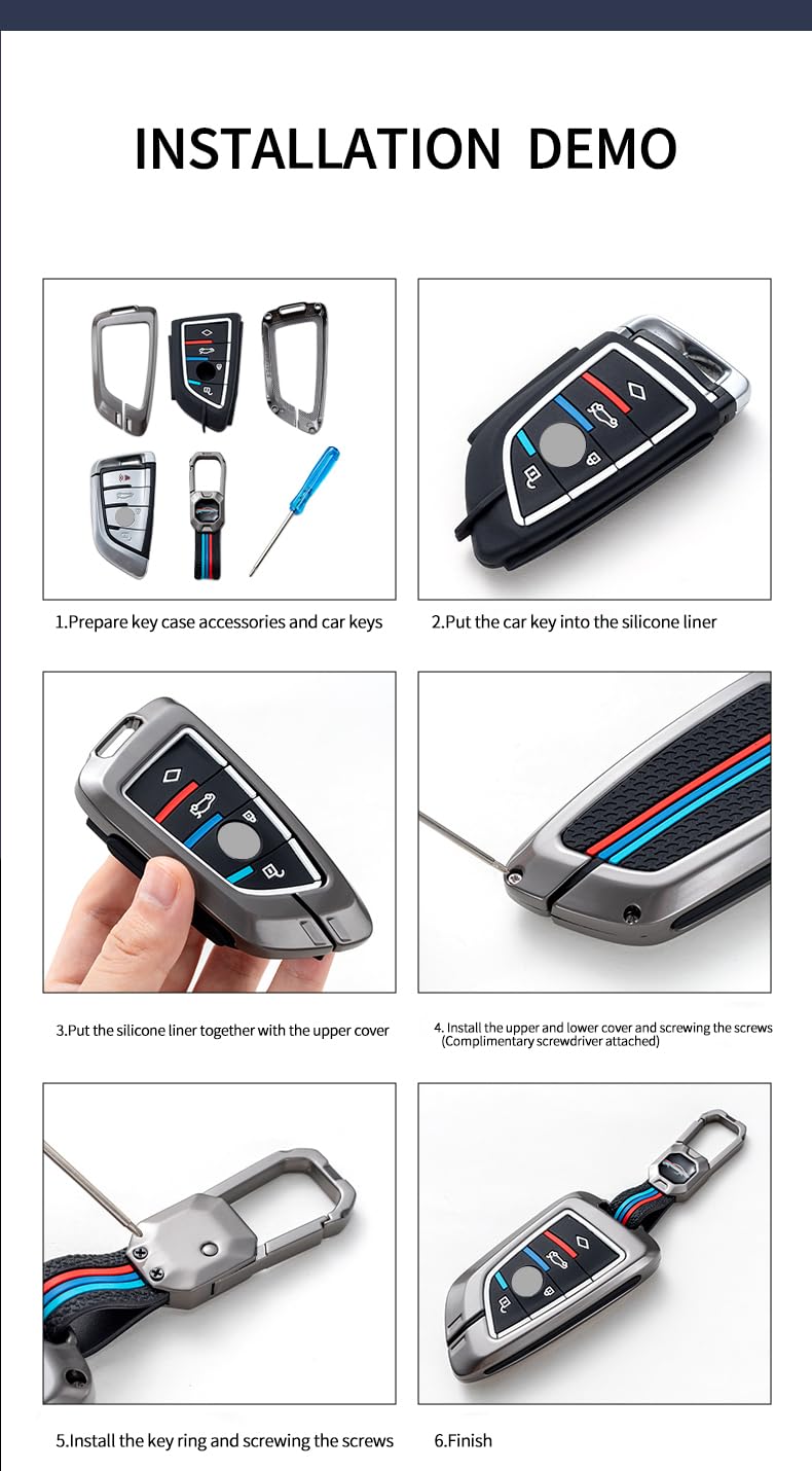 Hyundai Aura | Exter | Venue | Creta Luxury Premium Metal Smart Car Key Cover Key Case With Key Chain( 3 buttons ) Not Compatible for flip key