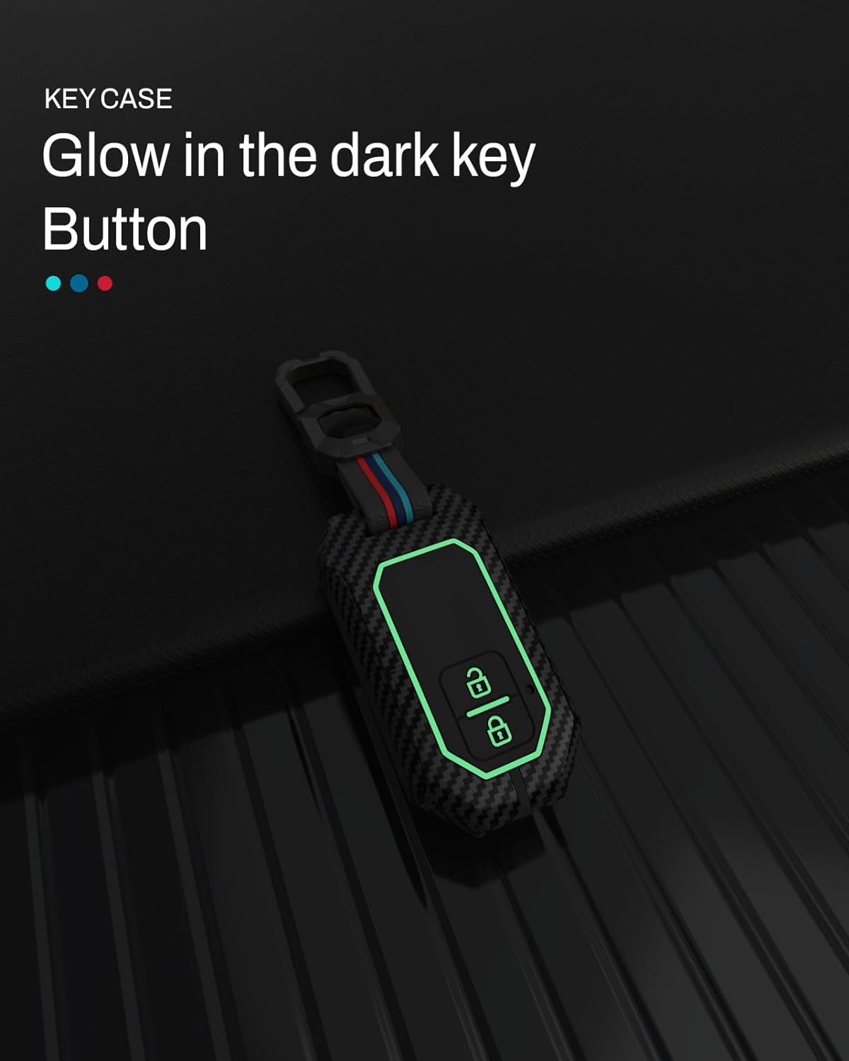 Suzuki Baleno | Grand Vitara Brezza | Jimmy | XL6 | Ertiga | Fronx Luxury Premium Metal Carbon Fiber Black Soft Silicon Smart Car Key Cover Key Case With Key Chain( 2 buttons )