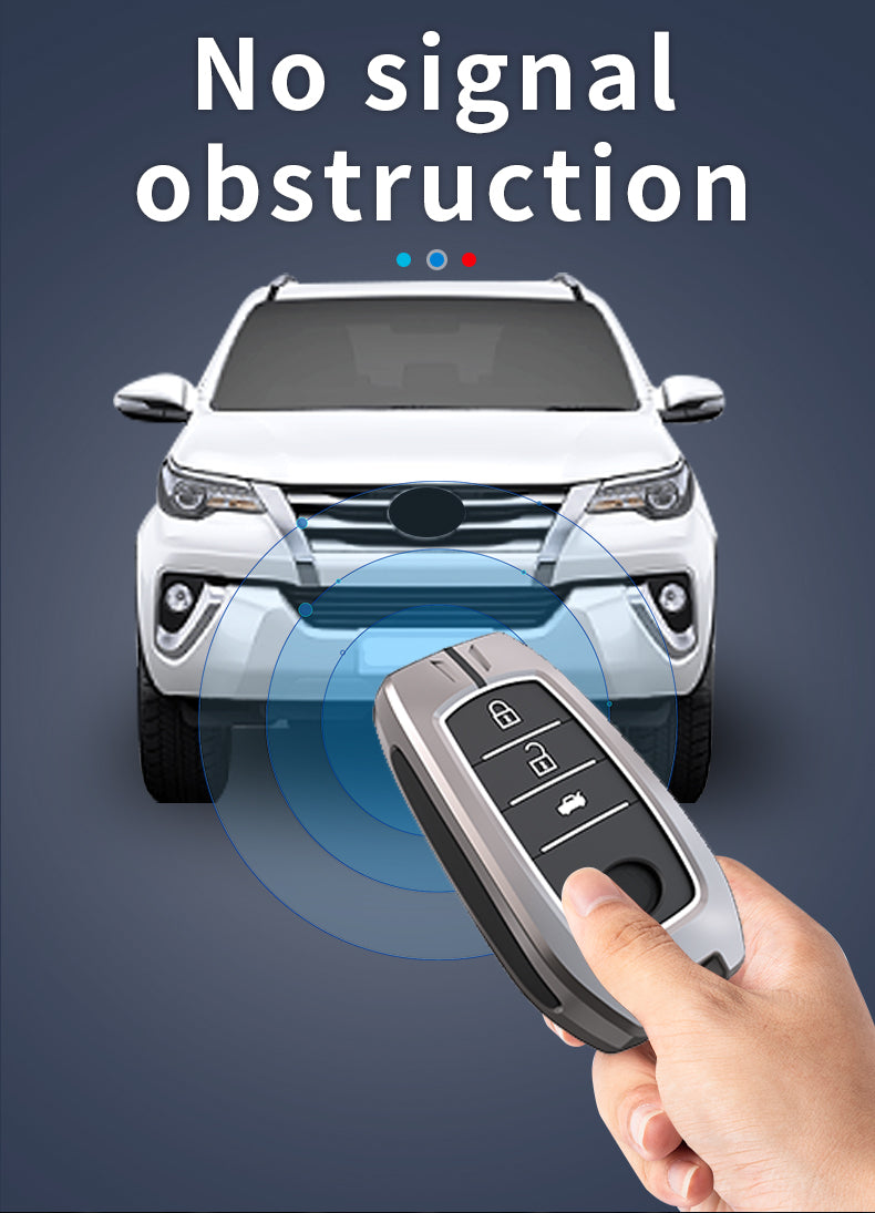 Toyota | Fortuner | Hycross Innova Luxury Premium Metal Smart Car Key Cover Soft Silicon Car Case Key Case With Key Chain ( 3 Button )