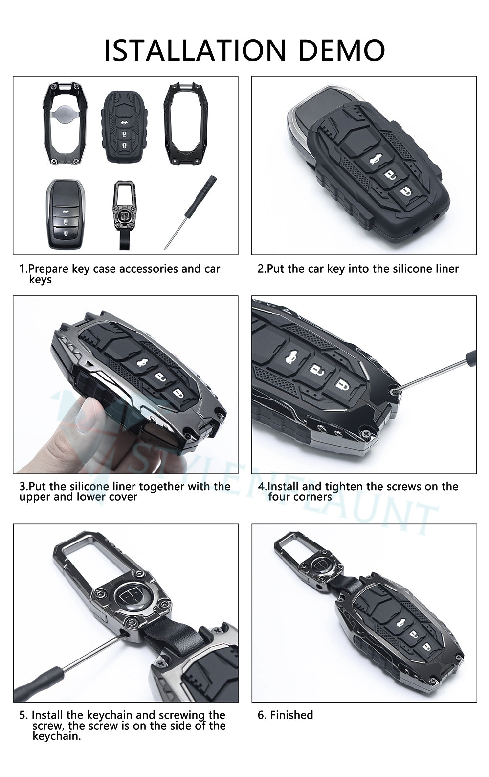 Suzuki Swift | Dzire | WagonR | Brezza | Grand Vitara | Fronx | Jimny | XL6 | Ignis | Ertiga | Baleno | Vitara Brezza | Celerio | Alto | Ciaz | S-Cross Luxury Transformer Series Metal Key Cover With Key Chain ( 2 buttons )