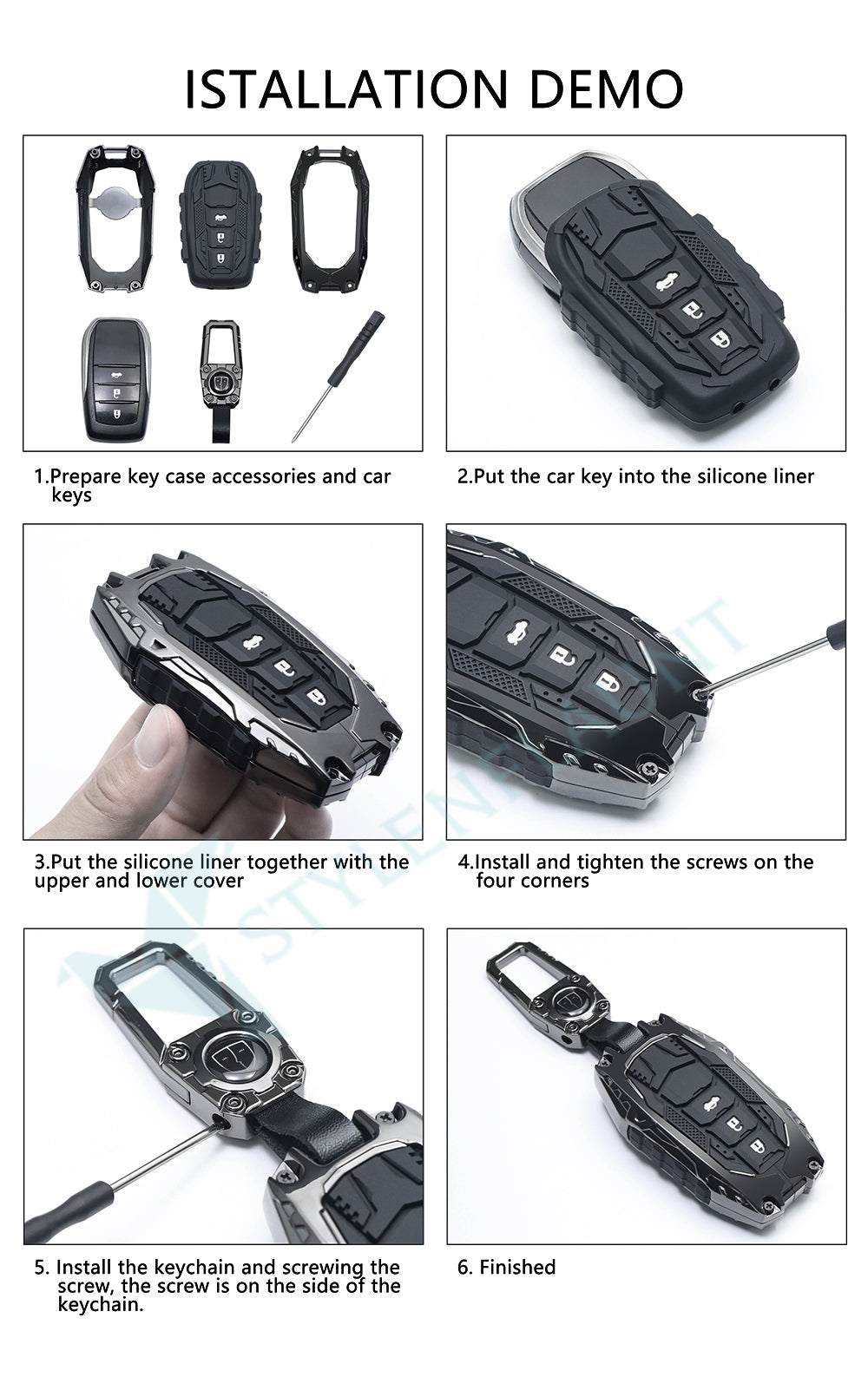 Hyundai Creta 2024 | Alcazar | Creta 2025 EV | Venue Luxury Premium Transformer Series Metal Black Soft Sillcon Smart Car Key Cover Key Case With Key Chain ( 4 buttons )