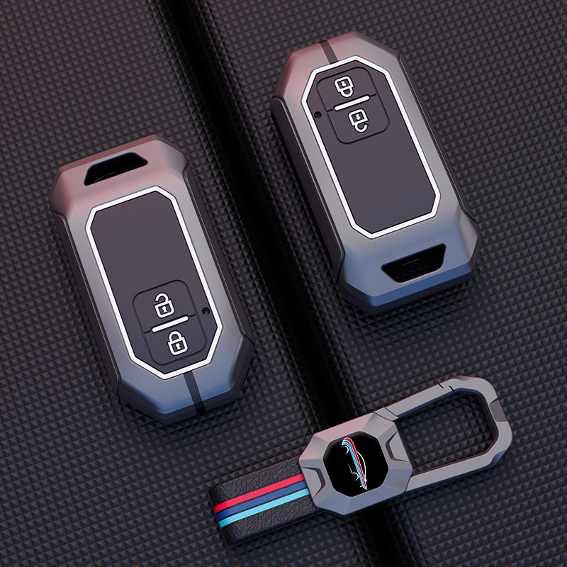 Toyota Hyryder | Glanza | Urban Cruiser Luxury Premium Metal Smart Car Key Cover Soft Silicon Car Case Key Case With Key Chain( 2 Button )